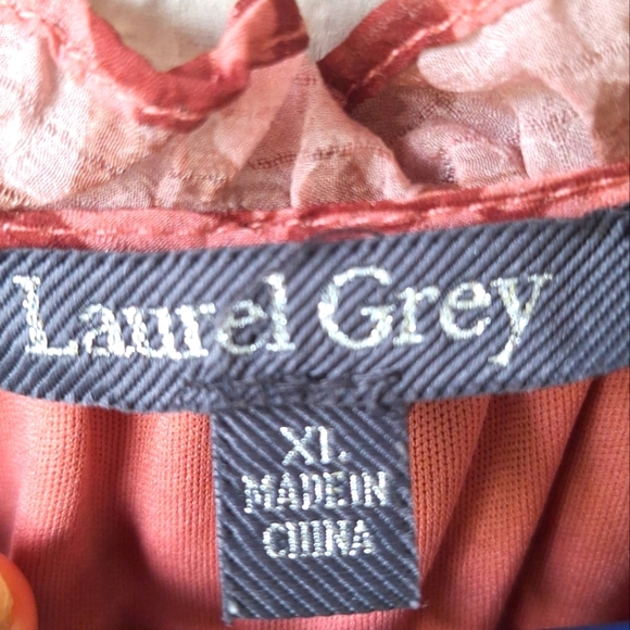 Laurel Gray Floral Long Sleeve Ruffle Women's Maxi Dress Size XL - Picture 7 of 9